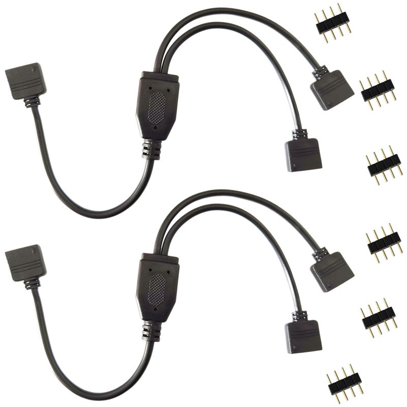 TronicsPros 2pcs 4 Pin RGB LED Strip Splitter Cable 2 Way 1 to 2 Splitter Connector SMD 5050 3528 2835 RGB LED Tape Ribbon Splitter- 12inch, Black - Image 1